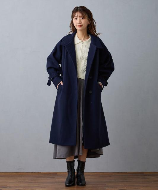 スタンドカラーロングコート