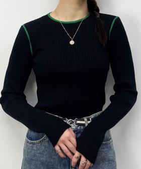 バイカラーニットプルオーバー