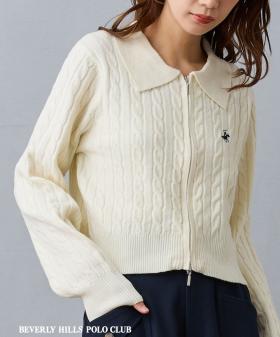 【BEVERLY HILLS POLO CLUB】ケーブル編みカーディガン