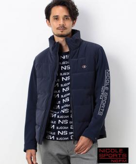【NICOLE SPORTS】３Dプリントタフタ袖ニット中綿ブルゾン