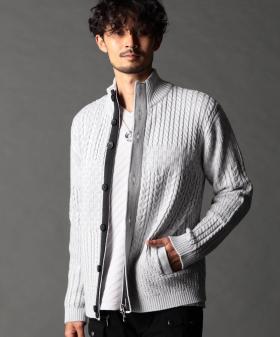 編地切替 スタンドニットブルゾン