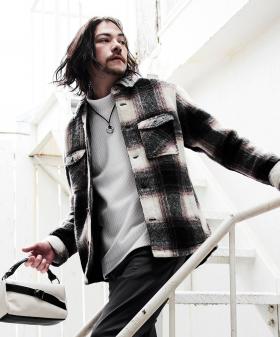 Wパッチポケット チェックシャツブルゾン