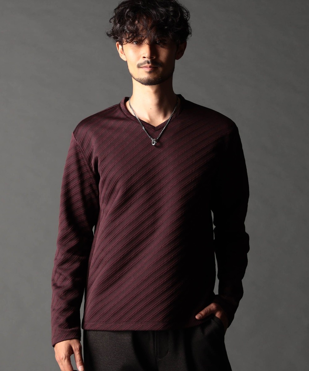 ブリスターバイヤスジャカードVネックプルオーバー