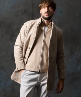 マイクロ起毛ポンチ　ムラプリントスタンドコート