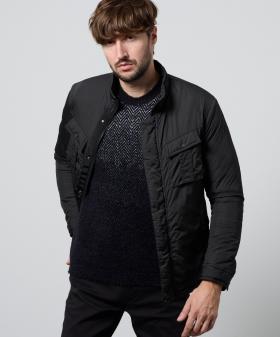 ナイロンタフタ　顔料プリント中綿ブルゾン