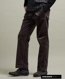 【HIDEAWAYS BLACK】コーデュロイワンタックイージースラックス