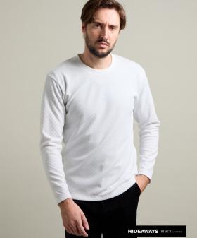 【HIDEAWAYS BLACK】シェブロン風リンクスジャカード　クルーネックプルオーバー