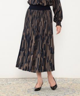 【TIME SALE】【WALDO】ゼブラ風柄ウエストリブプリーツスカート