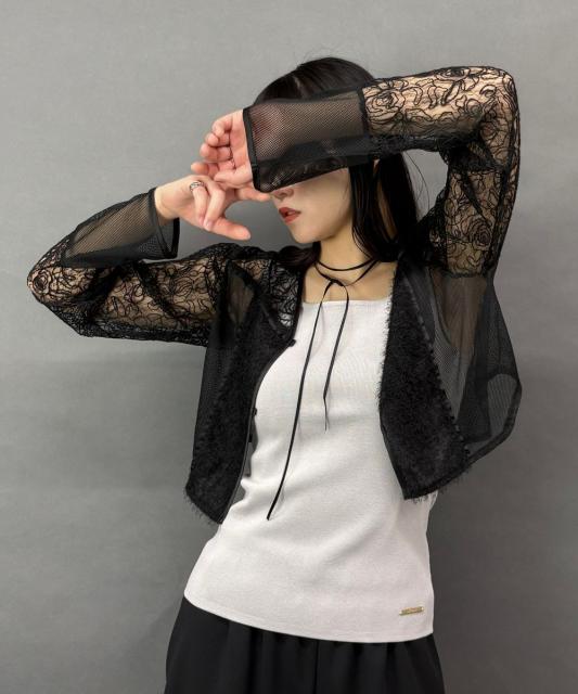 レースｘフリンジブラウス