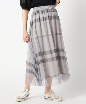 チュールチェックスカート