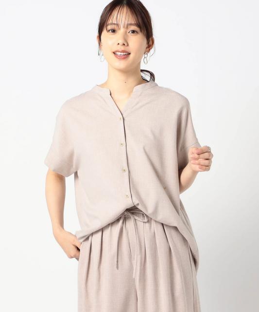 リネンライク　半袖シャツ