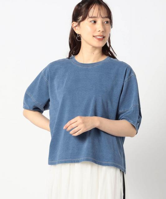 インディゴ天竺 タックスリーブカットソー