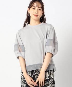 オーガンジー切り替えパフスリーブ