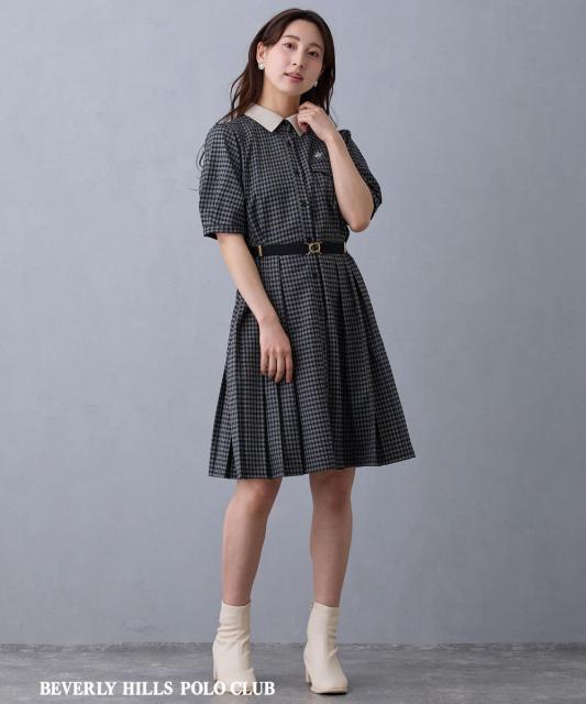 【BEVERLY HILLS POLO CLUB】サイドプリーツワンピース