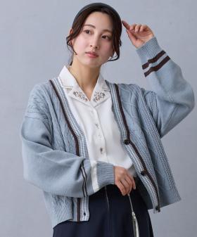 アシメ配色チルデンカーディガン