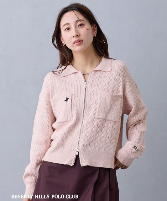 【BEVERLY HILLS POLO CLUB】衿付きボックスカーディガン