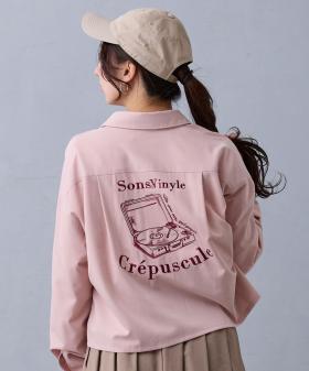 バック刺繍クロップドシャツ