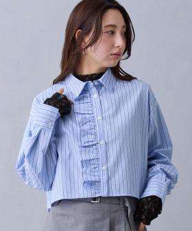 ストライプフリルシャツ