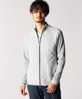 ブロックチェックニットブルゾン