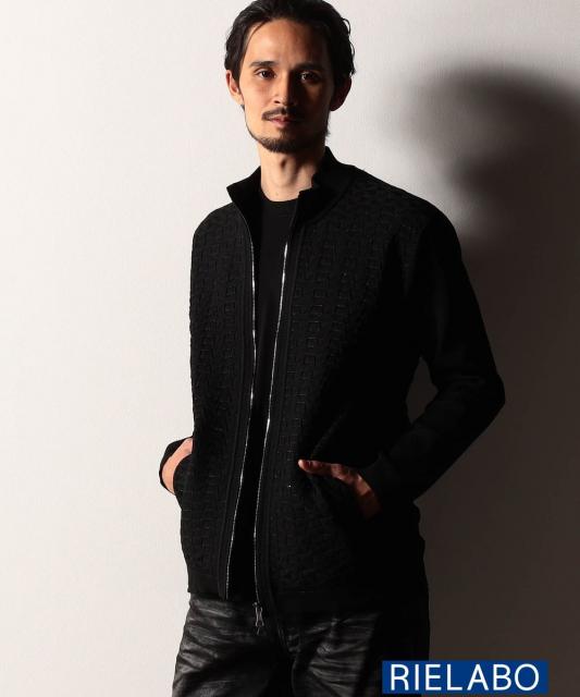 【RIELABO】グリッターブロックチェック ドライバーズニット