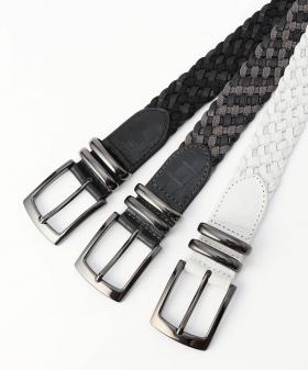 【RIELABO】エンボスイタリアンレザー メッシュベルト