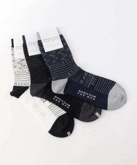 ボーダー×ロゴクルーソックス(日本製)