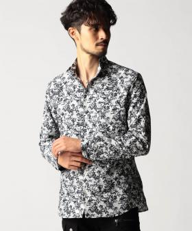 アラカルトプリント スタンドカラーシャツ