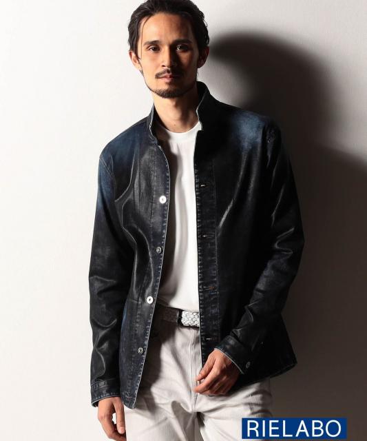 【RIELABO】ハイストレッチデニムスタンドシャツブルゾン