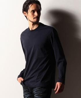 【RIELABO】シルク混ストレッチスムースクルーネックプルオーバー