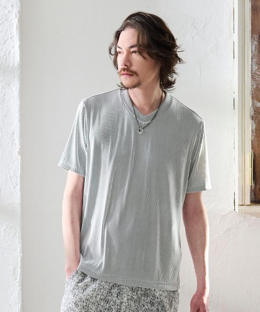 タックボーダー Vネック半袖カットソー