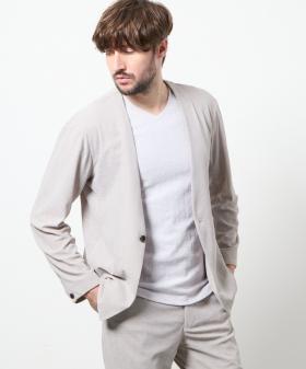 ヘリンボンジャカード　ノーカラージャケット