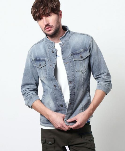 ライトオンスストレッチデニム７分袖Gジャン