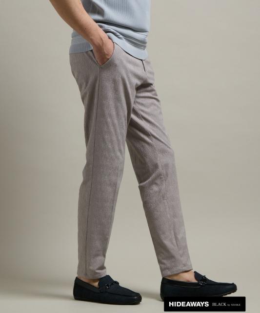 【HIDEAWAYS BLACK】ブリスタージャカードランダムストライプ　イージースラックス