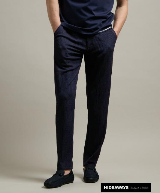 【HIDEAWAYS BLACK】シアージャガードニット　イージースラックス