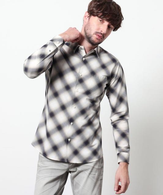 オンブレチェックショートレギュラーシャツ