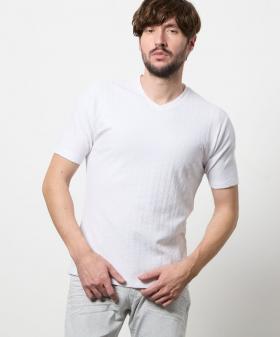 リンクスジャカード　Vネック半袖プルオーバー