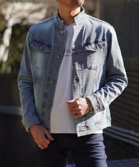 ヨコ黒ストレッチツイル＆ストレッチデニムブルゾン