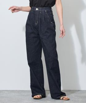 【WALDO】センタープレス入り2タックデニムワイドパンツ