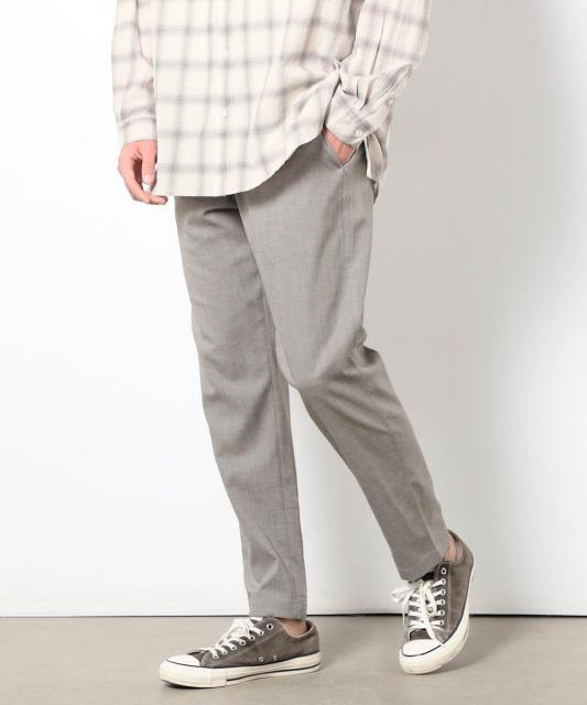 リネンライクポリエステルテーパードパンツ