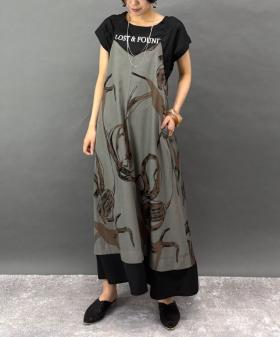 レイヤード風柄キャミワンピース