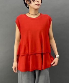 接触冷感　大人かわいいティアードフレンチトップス
