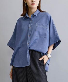 デニムライク半袖シャツ