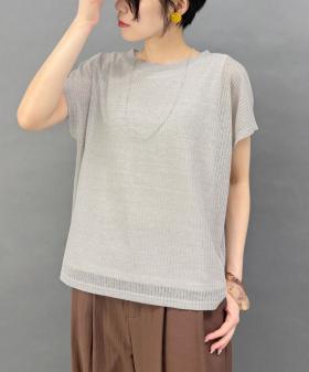 透け感のあるシアートップス×タンクセット