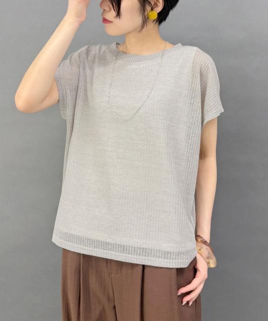 透け感のあるシアートップス×タンクセット