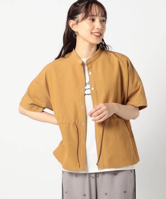 ノーカラーウエストコードシャツ