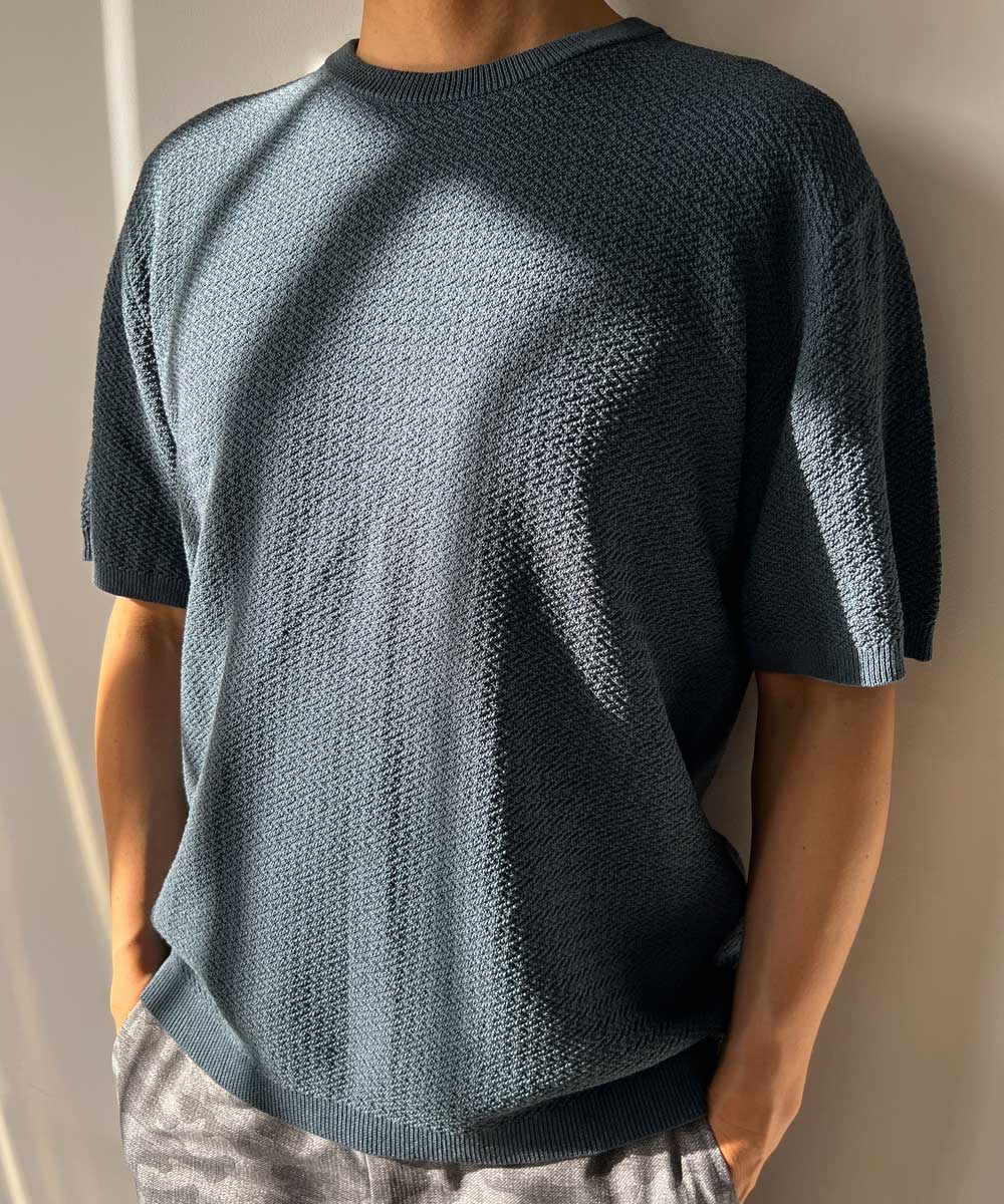 ex/tra】和紙ブレンドシェブロンニットTシャツ｜プルオーバー｜ニコル
