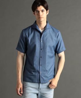 テクニカルメランジクロス カッタウェイカラーシャツ