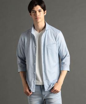 メランジトリコットメッシュ カッタウェイカラー7分袖シャツ