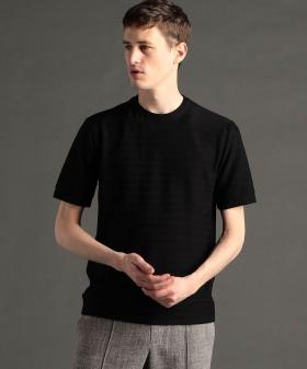 【canal deux Luxe】ボーダーハニカムメッシュ クルーネックTシャツ