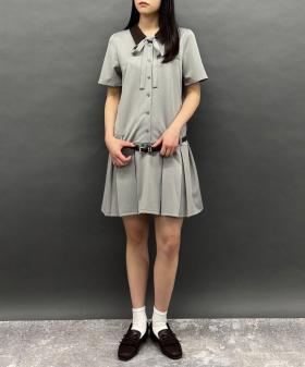 ボックスプリーツミニワンピース